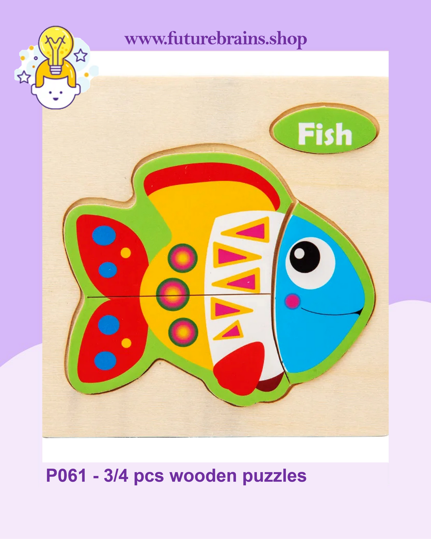 P061 - 3/4 pcs wooden puzzles (6 puzzles for 3 $)