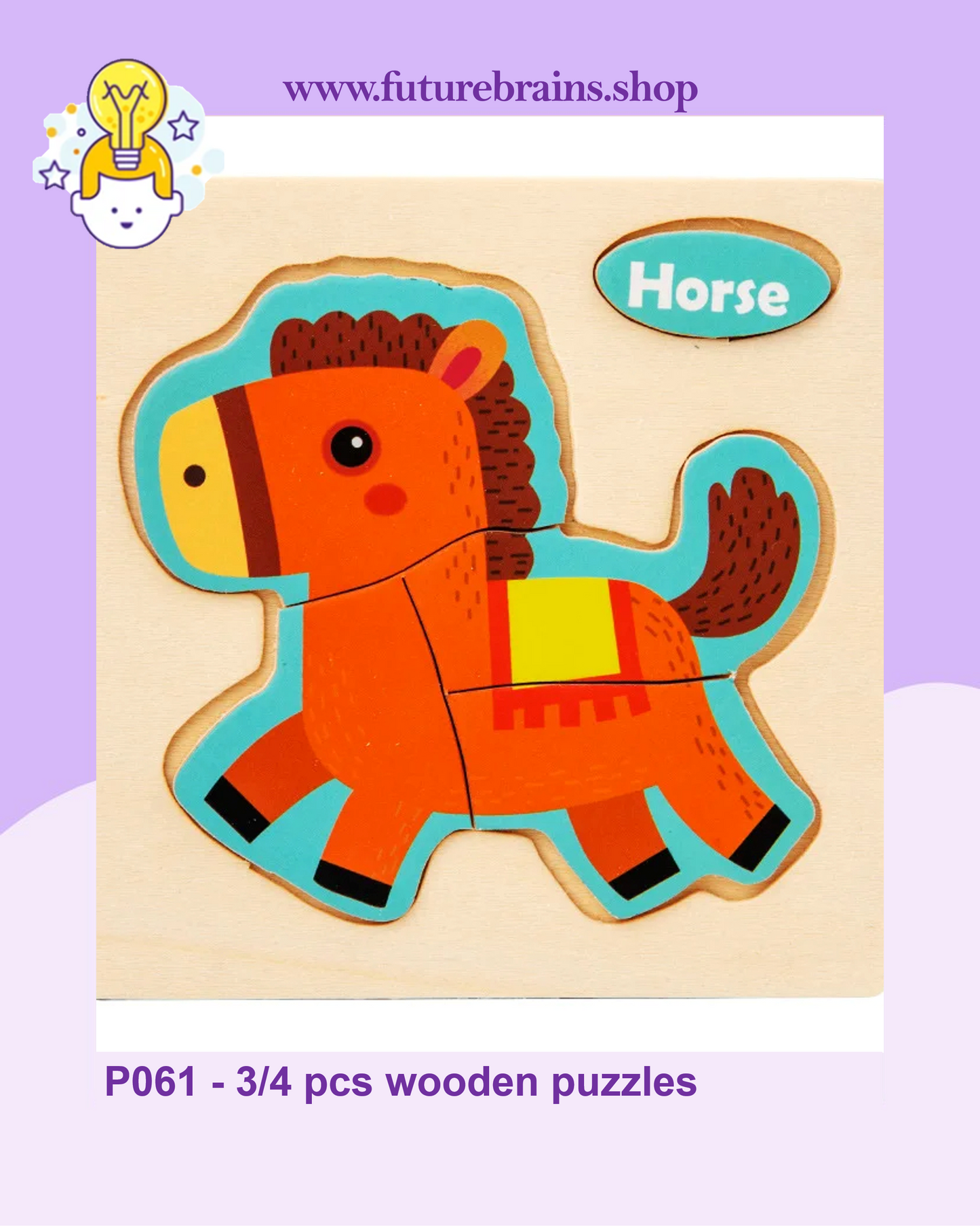 P061 - 3/4 pcs wooden puzzles (6 puzzles for 3 $)