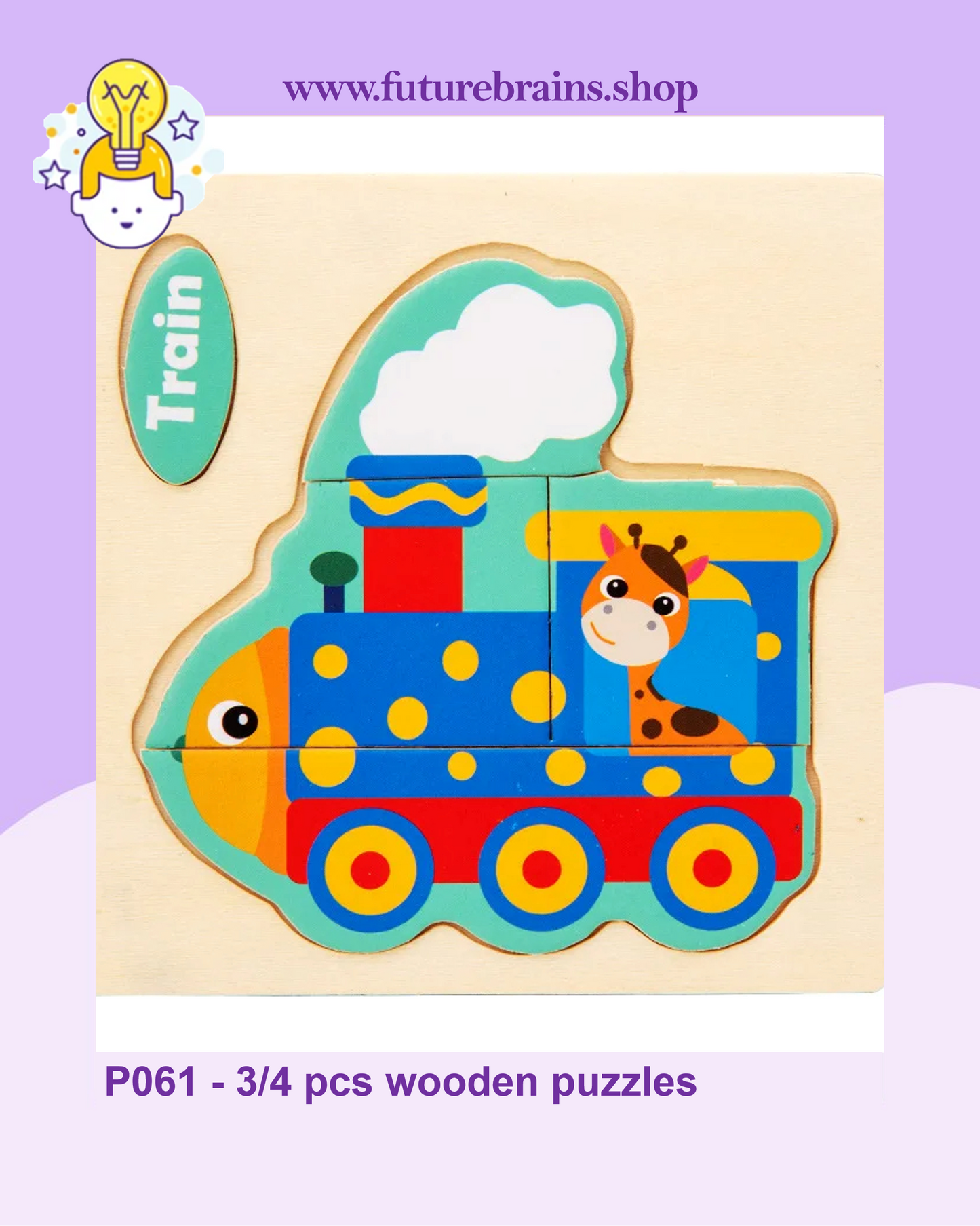 P061 - 3/4 pcs wooden puzzles (6 puzzles for 3 $)