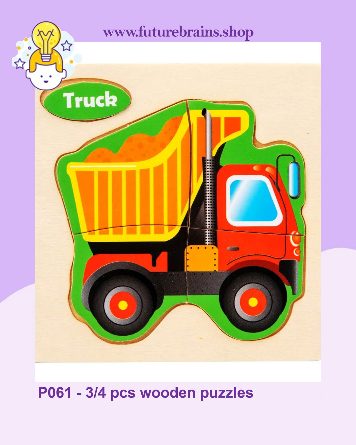 P061 - 3/4 pcs wooden puzzles (6 puzzles for 3 $)