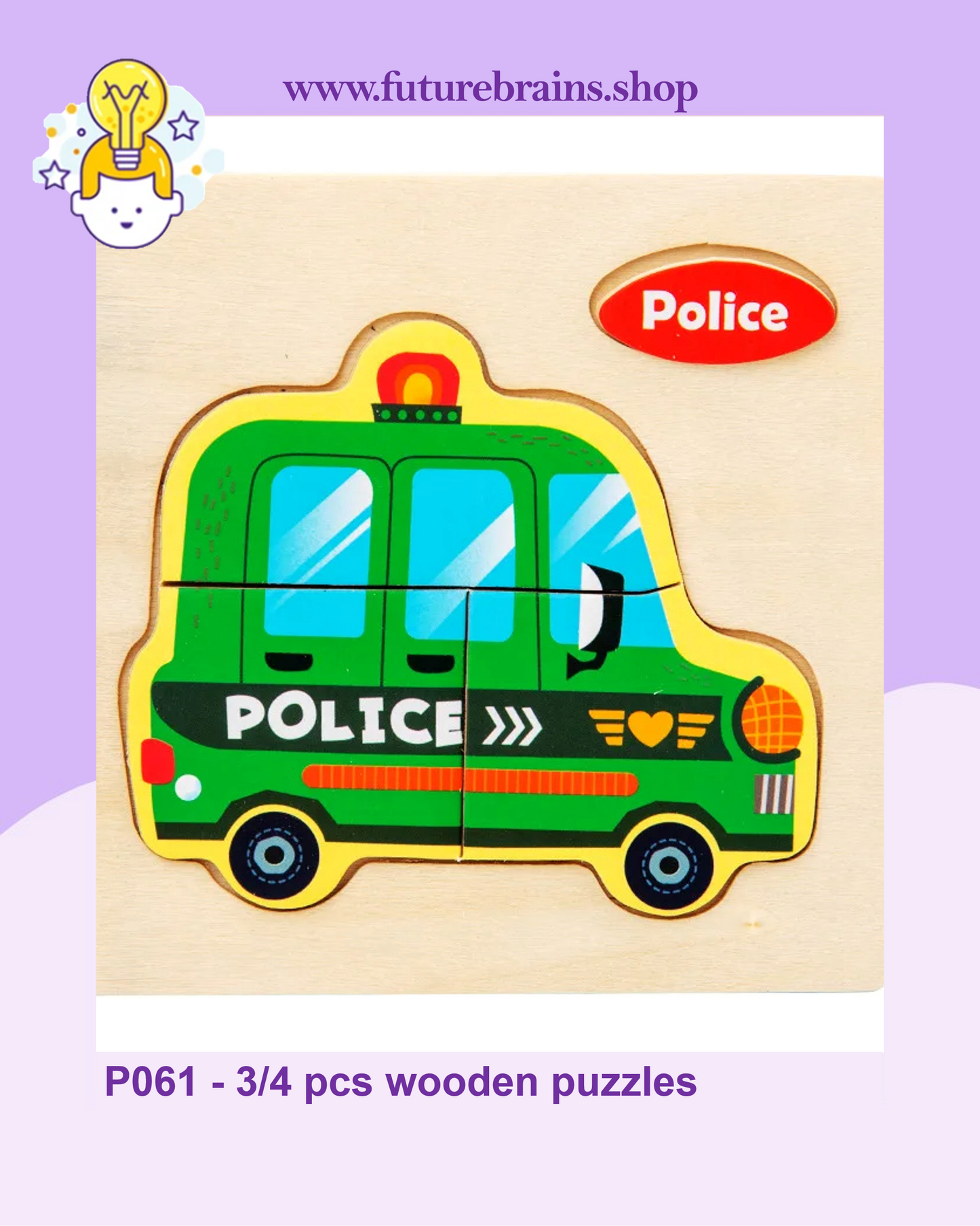 P061 - 3/4 pcs wooden puzzles (6 puzzles for 3 $)