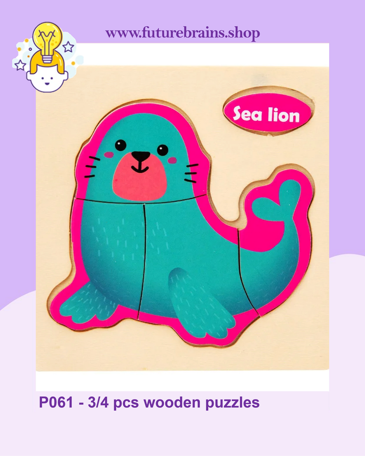 P061 - 3/4 pcs wooden puzzles (6 puzzles for 3 $)