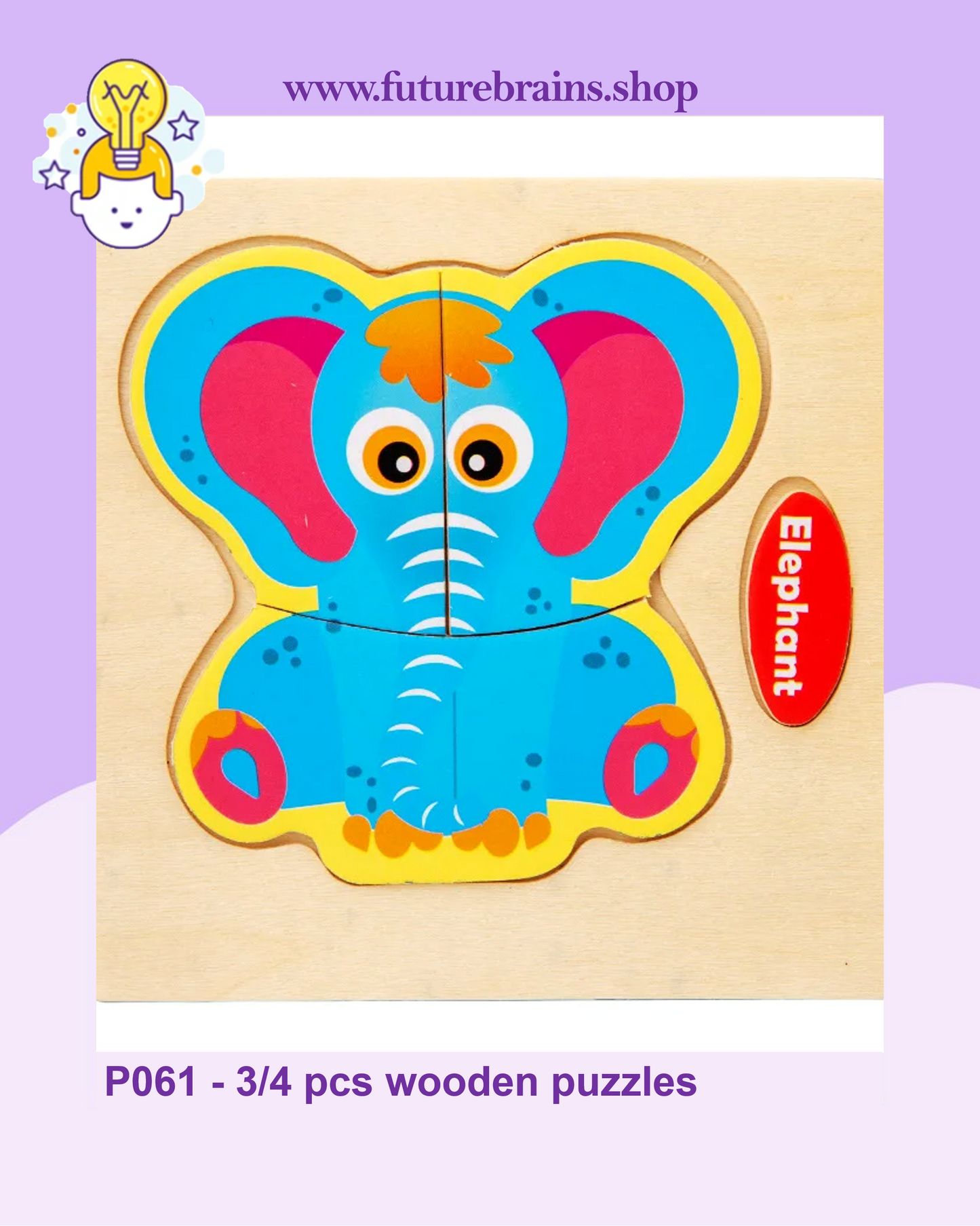 P061 - 3/4 pcs wooden puzzles (6 puzzles for 3 $)