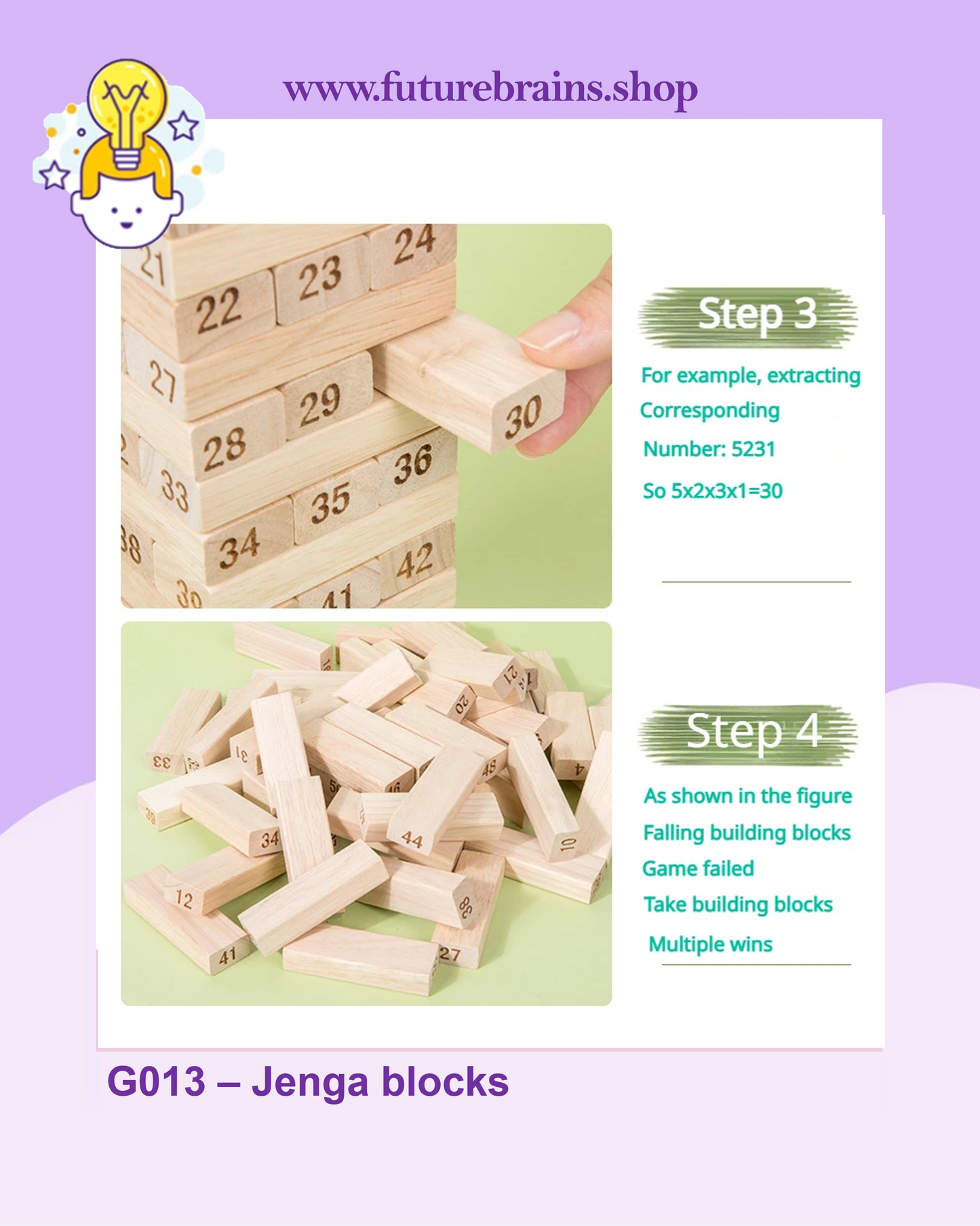 G013 - Jenga blocks 54 pcs