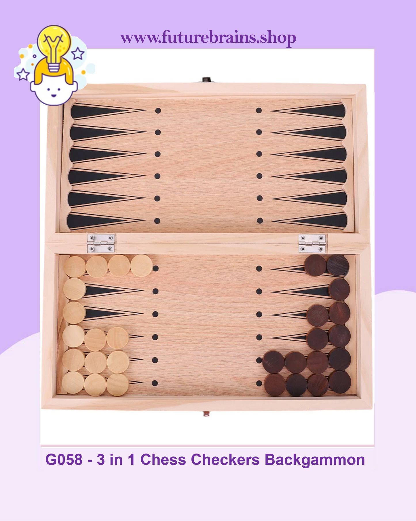 G058 - 3 in 1 Chess Checkers Backgammon