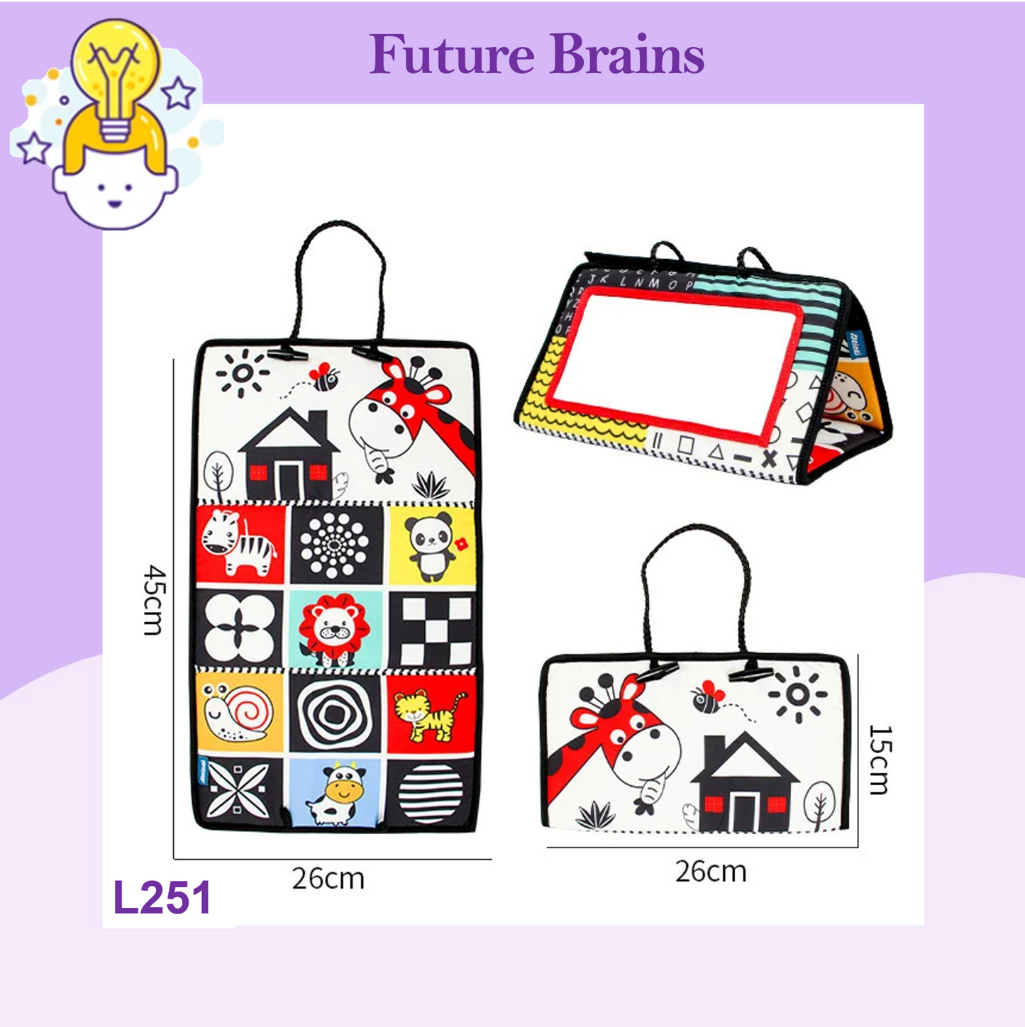 L251 - Black and white baby foldable floor mirror