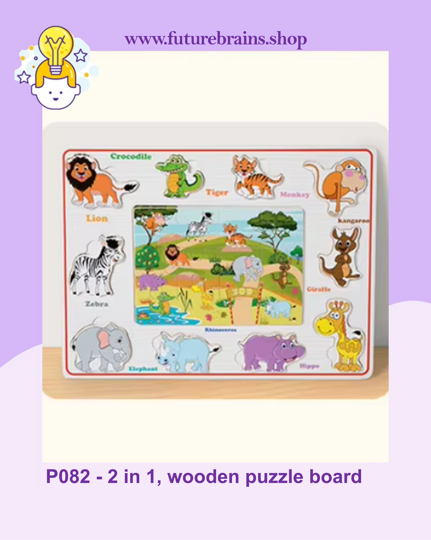 P082 - 2 in 1, wooden puzzle board