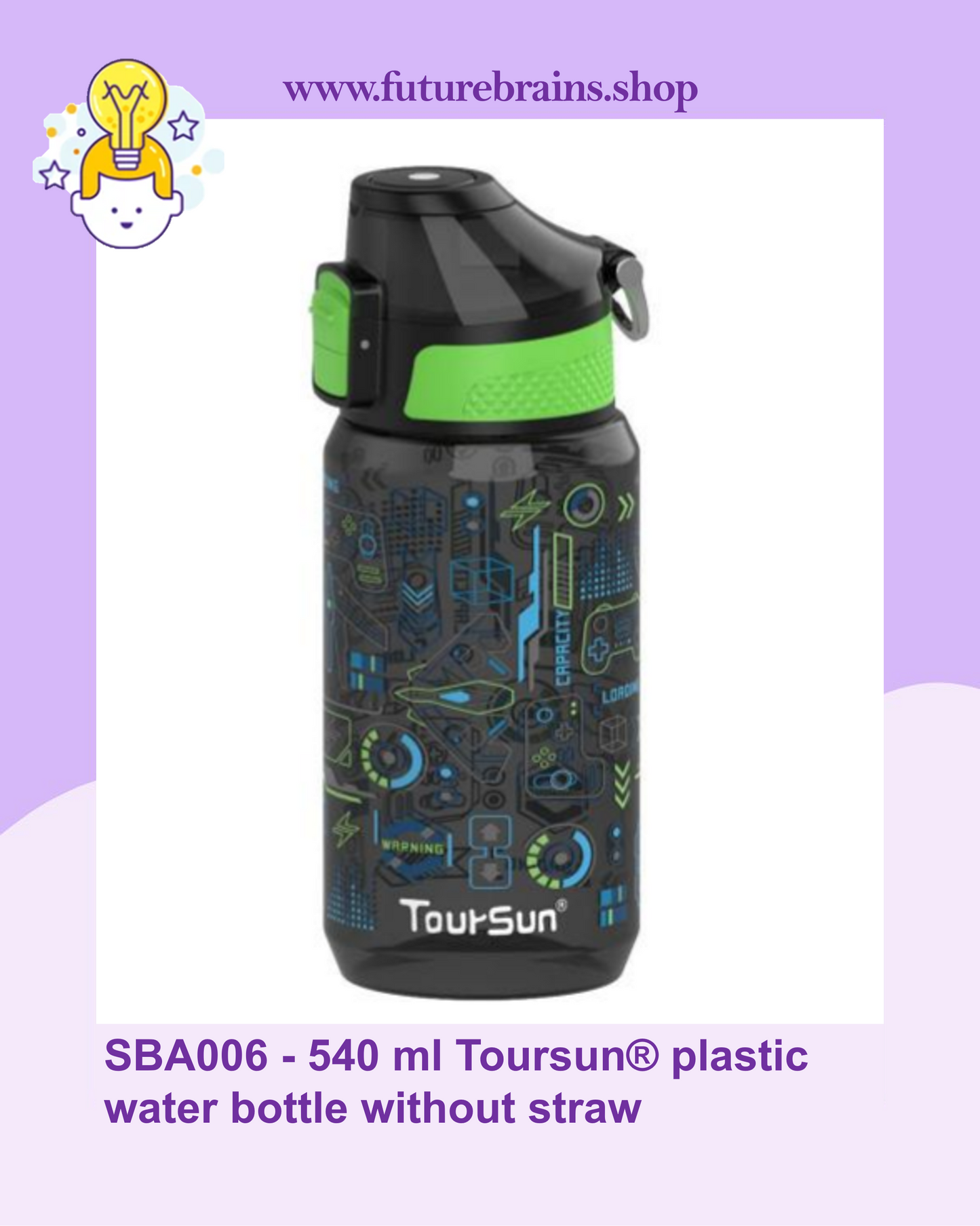 SBA006 - 540 ml Toursun® plastic water bottle without straw