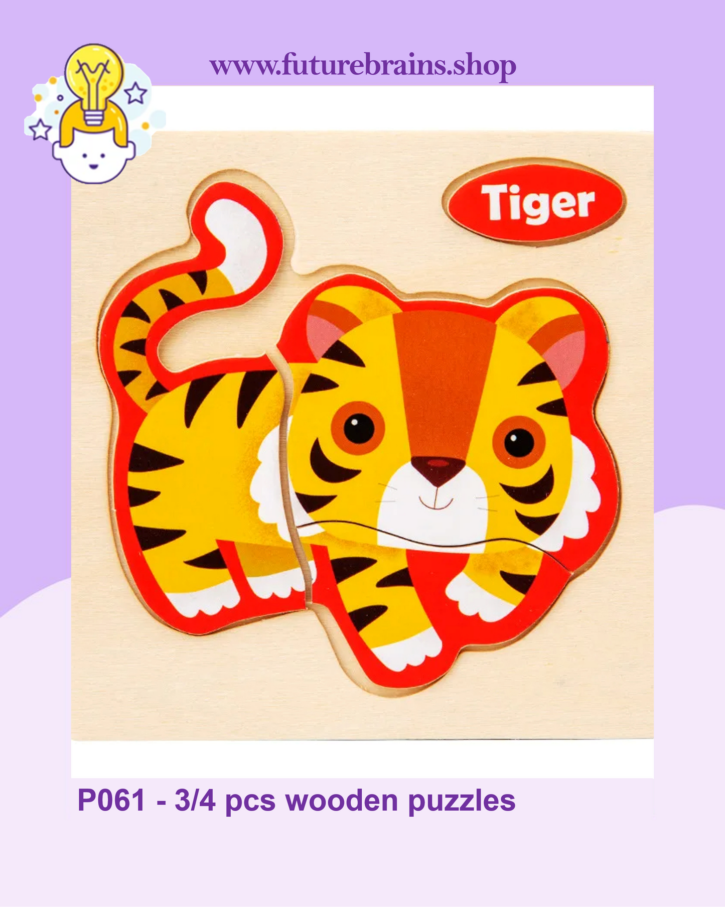 P061 - 3/4 pcs wooden puzzles (6 puzzles for 3 $)