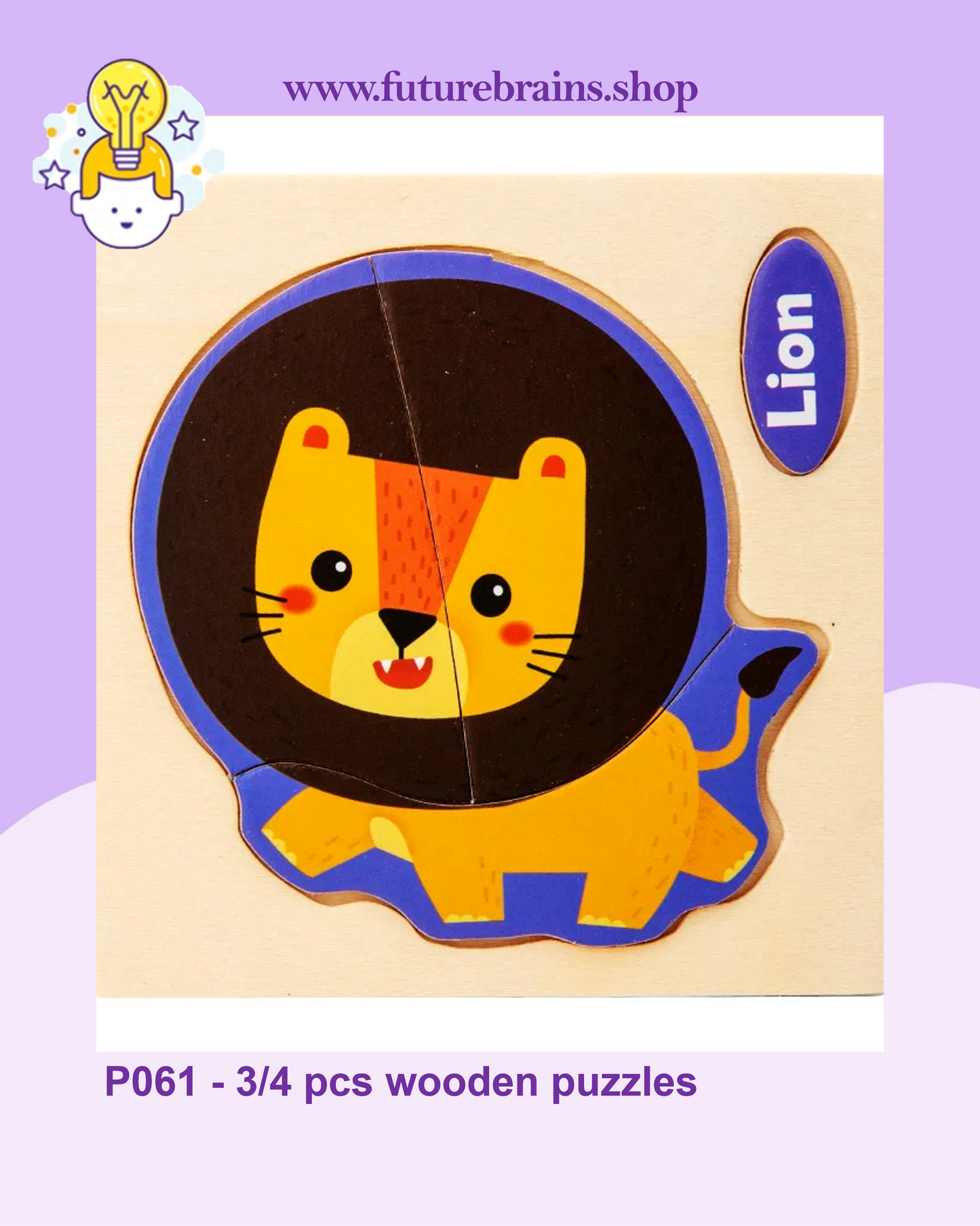 P061 - 3/4 pcs wooden puzzles (6 puzzles for 3 $)