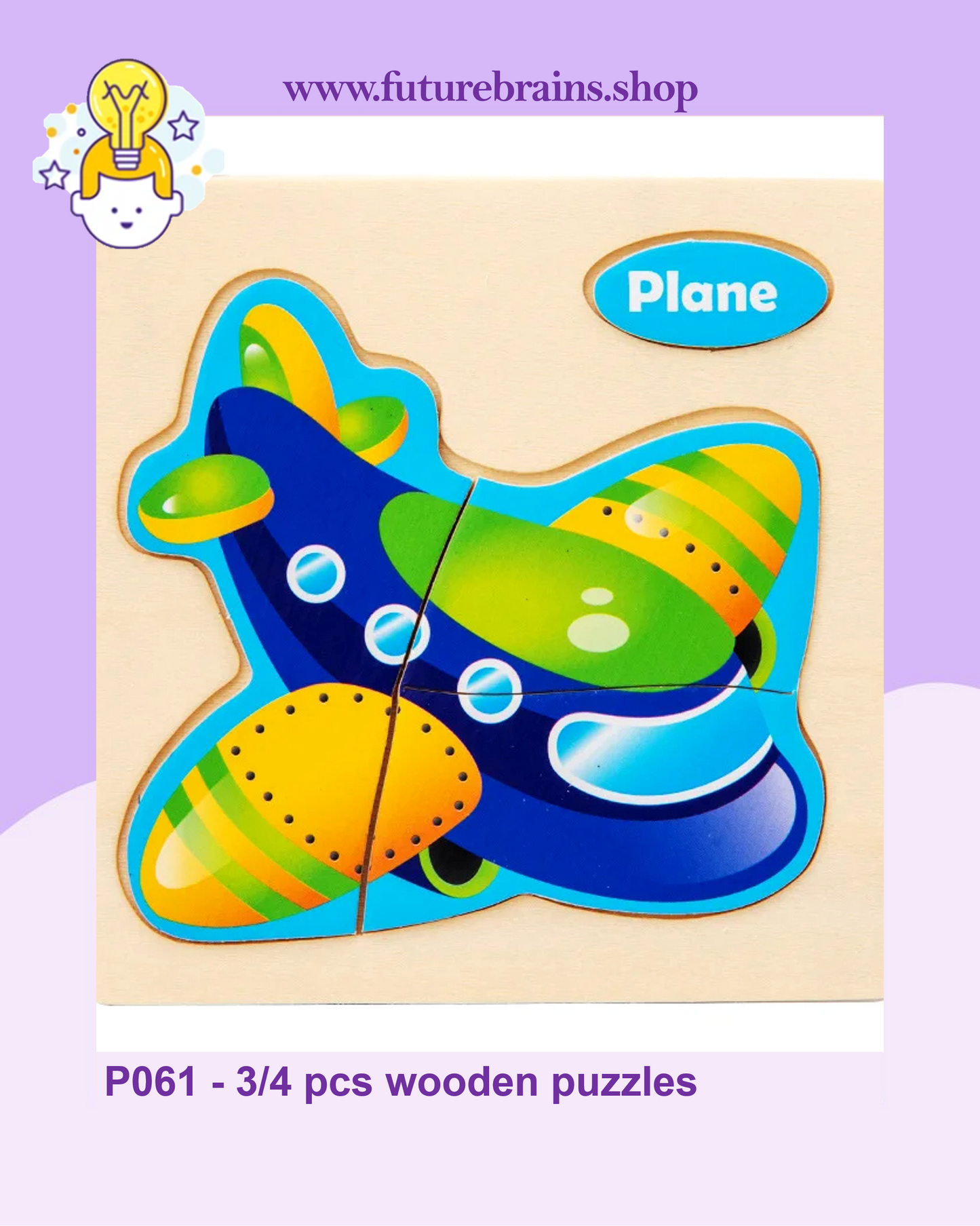 P061 - 3/4 pcs wooden puzzles (6 puzzles for 3 $)
