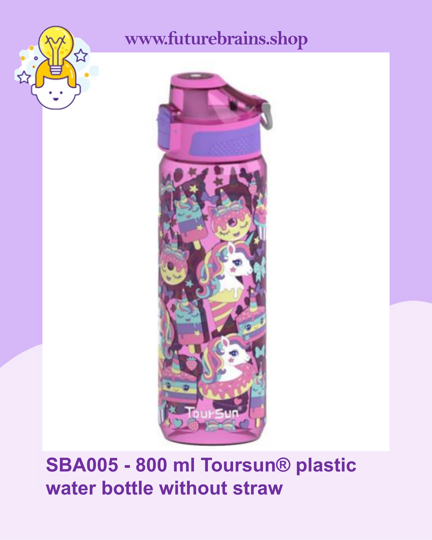 SBA005 - 800 ml Toursun® plastic water bottle without straw