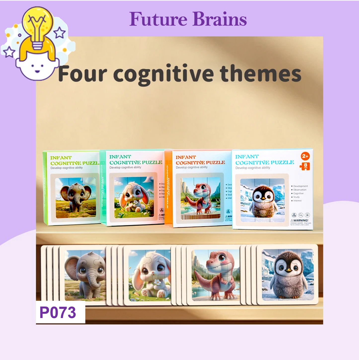 P073 - 6 pcs Infant cognitive puzzles (4 puzzles for 2 $)