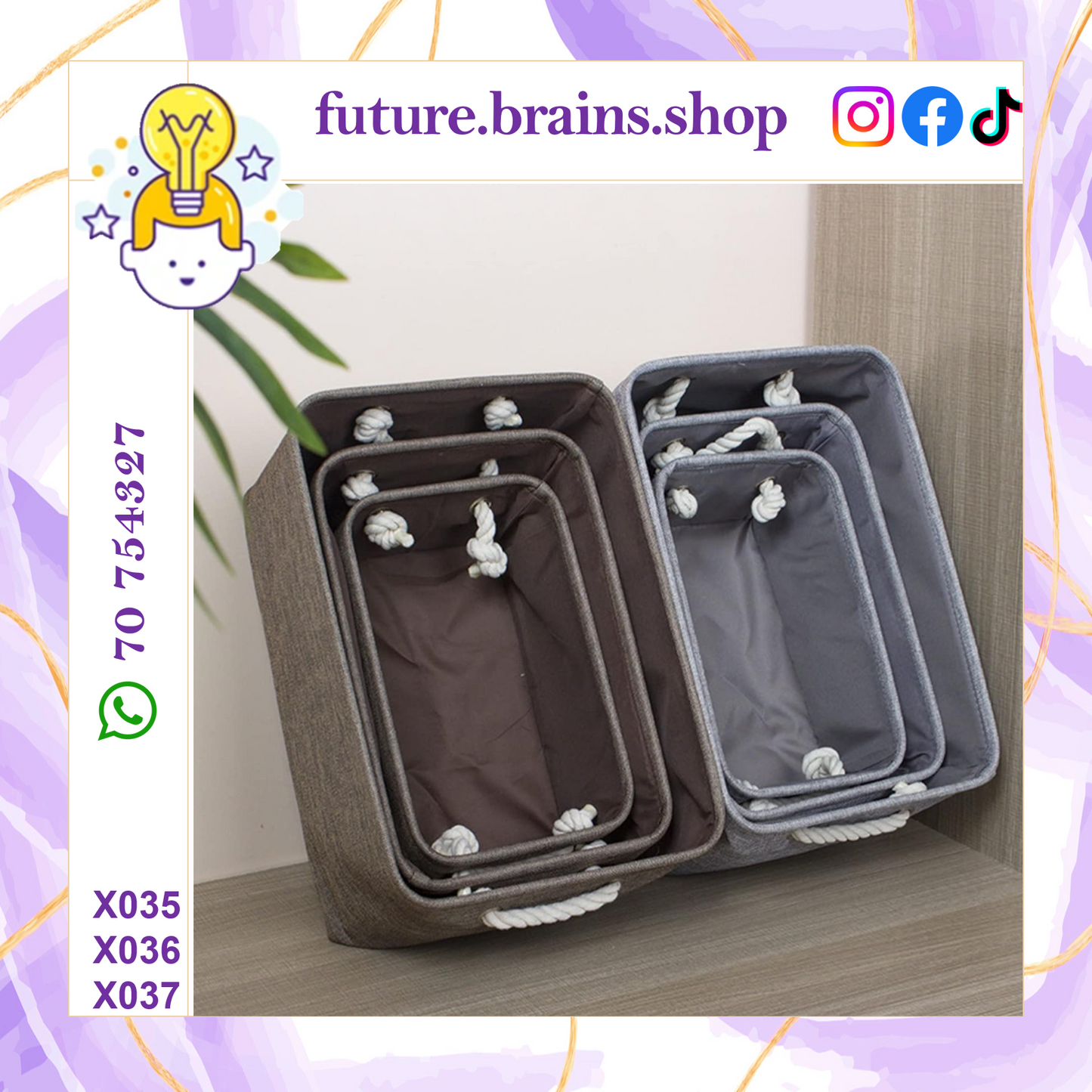 3 sizes storage baskets