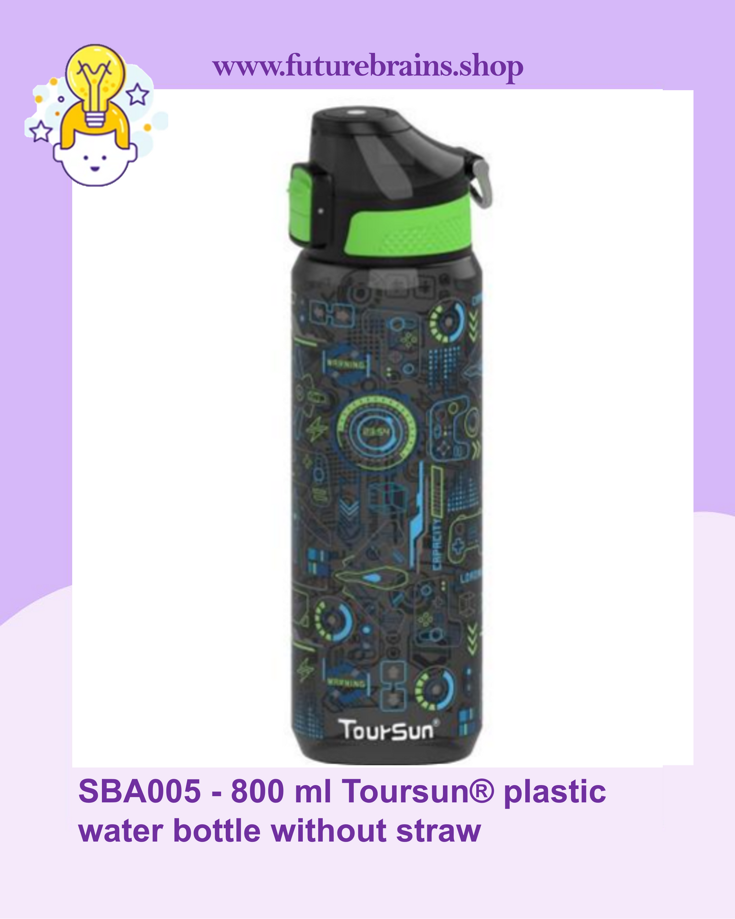 SBA005 - 800 ml Toursun® plastic water bottle without straw