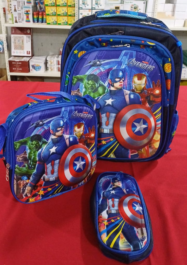 Avengers-themed school bag and pencil case