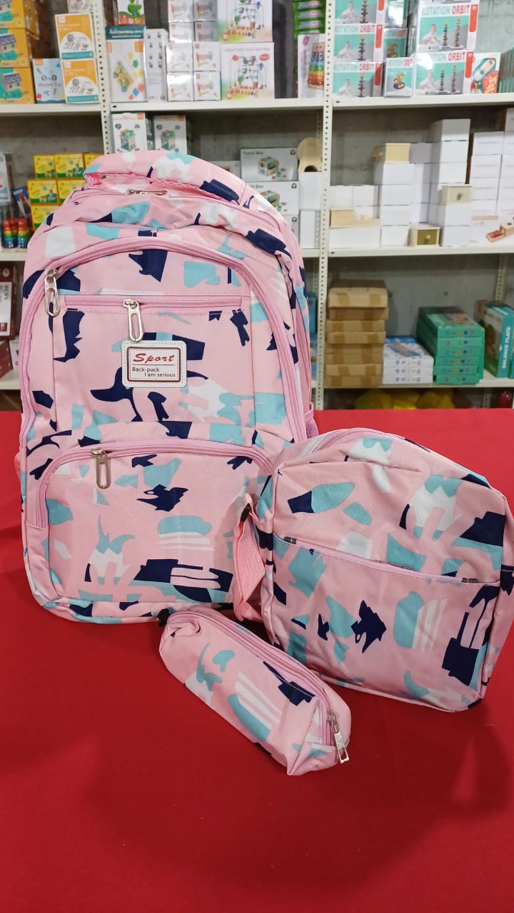SB007 - 3 pcs set: 46 cm school bag + lunch bag + pencil case