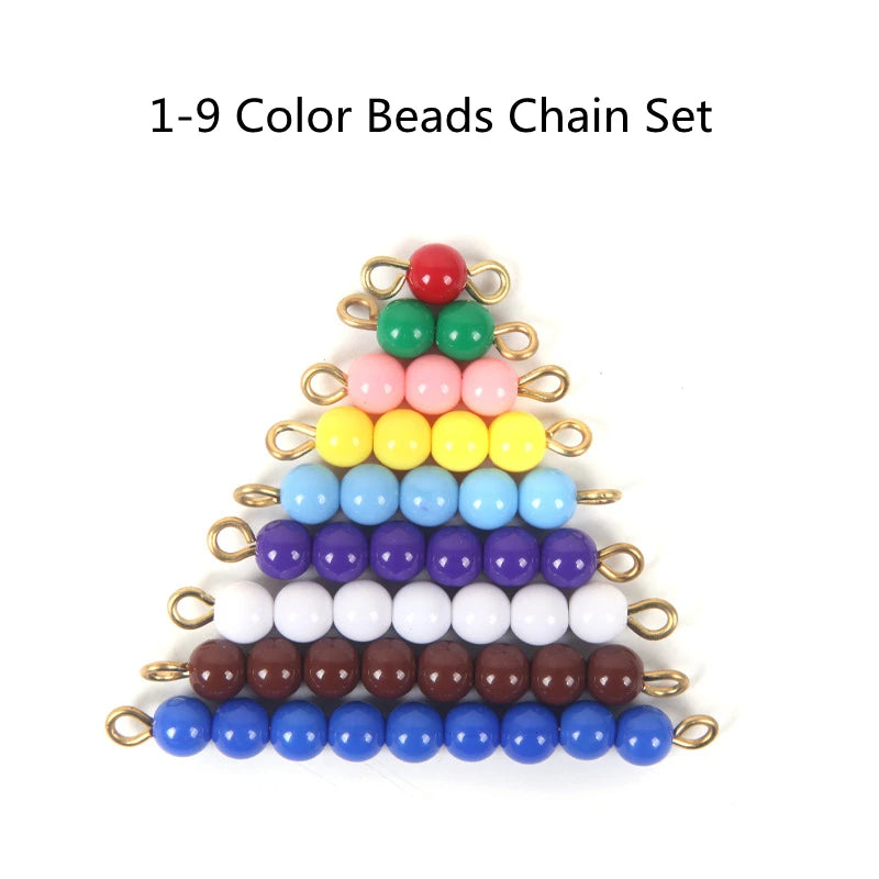 Mo076 - Montessori bead stair tray with 1-9 color beads