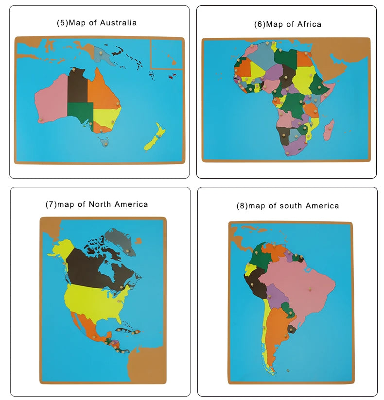 Mo113 - Montessori Cabinet for Framed Puzzle Maps with 7 maps