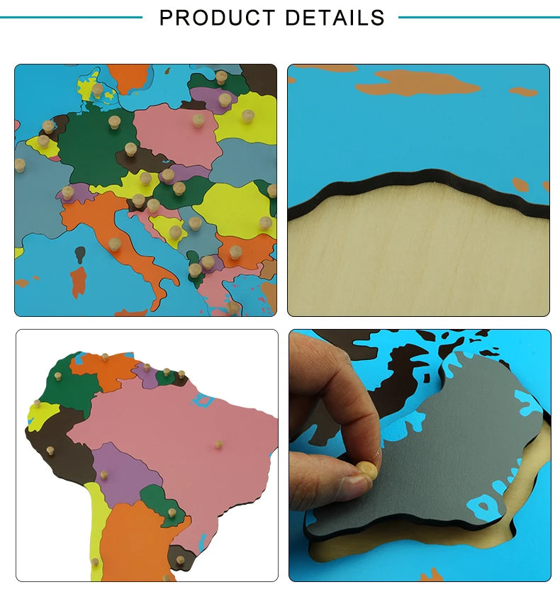 Mo113 - Montessori Cabinet for Framed Puzzle Maps with 7 maps