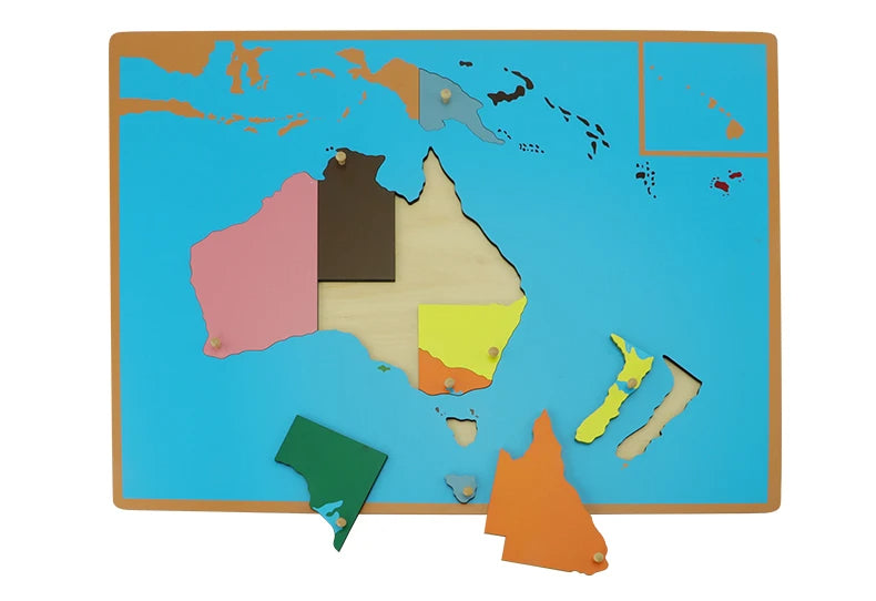 Mo113 - Montessori Cabinet for Framed Puzzle Maps with 7 maps