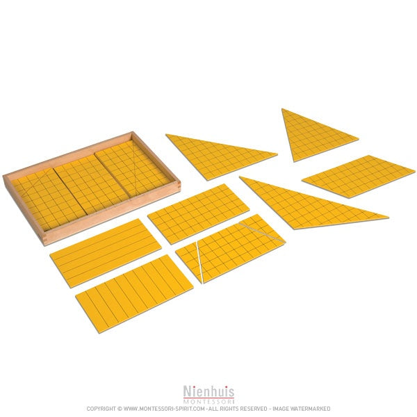 Mo084 - Montessori yellow triangles for area