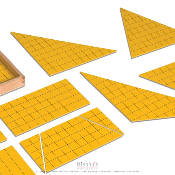 Mo084 - Montessori yellow triangles for area