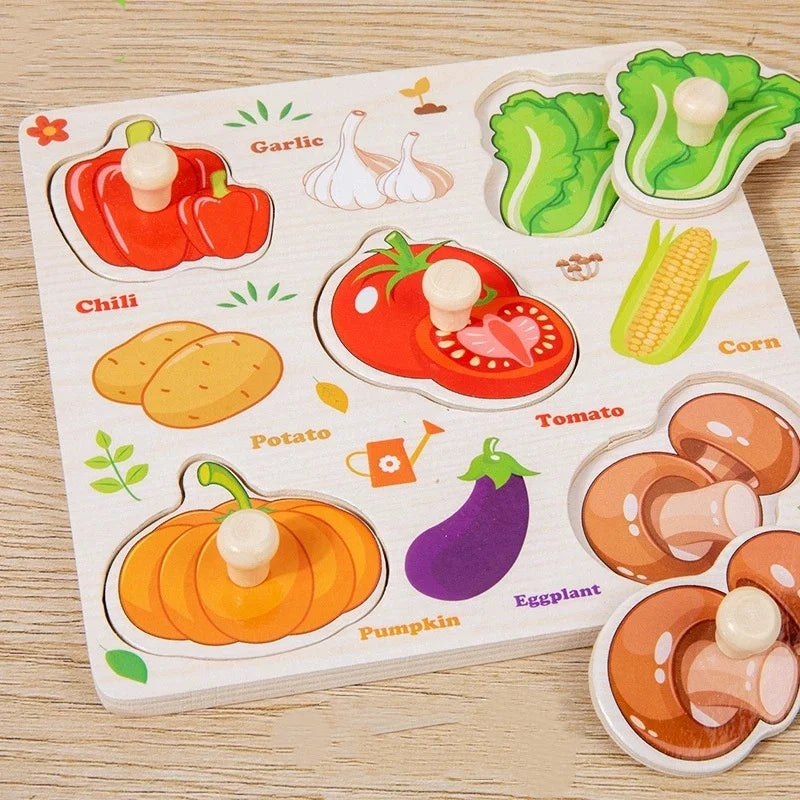 P007 - Wooden Hand Grasp Peg Puzzle