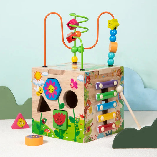 M340 - 6 in 1 Wooden activity cube