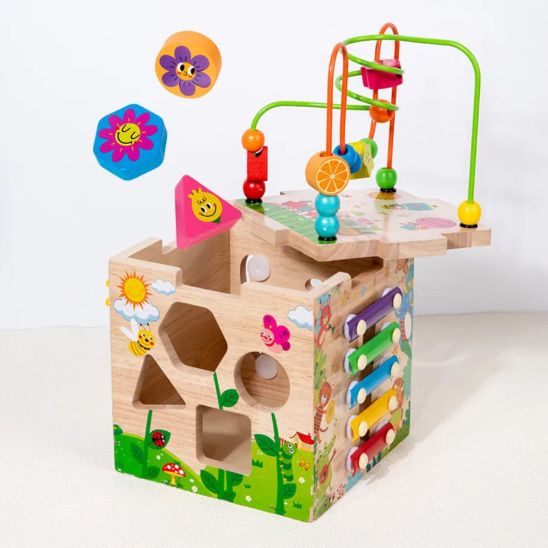 M340 - 6 in 1 Wooden activity cube