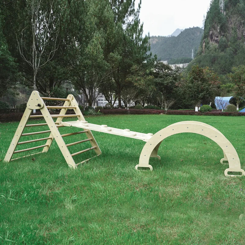 M055 - 5-in-1 Wooden Montessori Pikler Triangle & Arch Gym Set (FREE delivery)