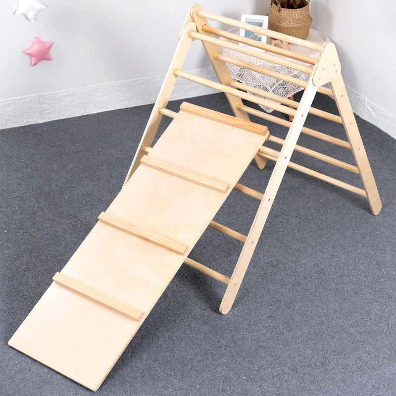 M049 - Montessori Foldable Wooden Pikler Triangle & Reversible Slide Set (FREE delivery)