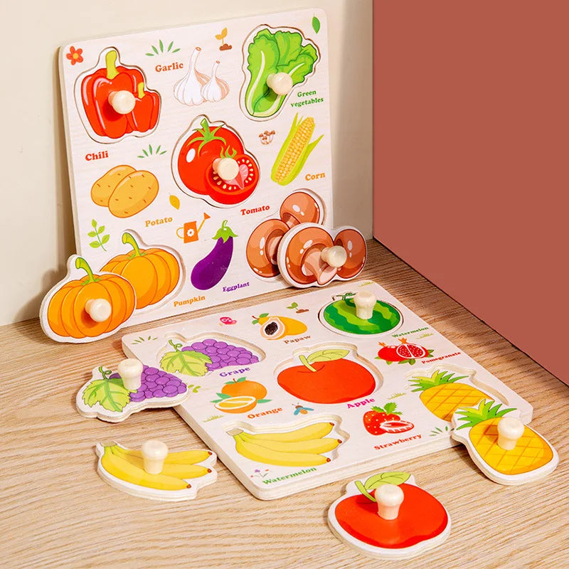 P007 - Wooden Hand Grasp Peg Puzzle