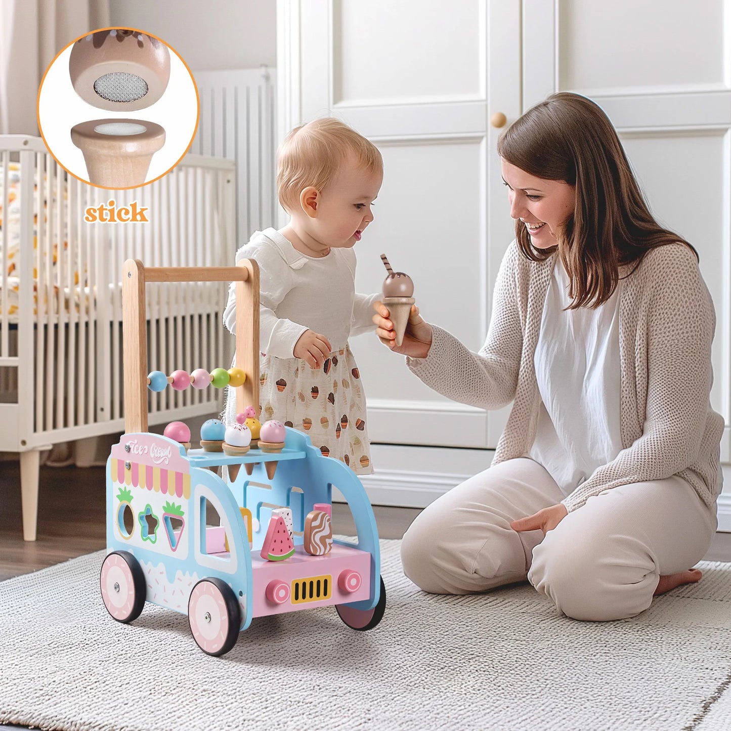 B051 - Wooden Ice cream walker