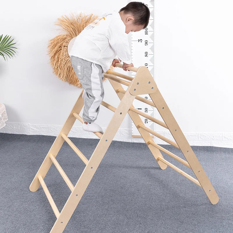 M049 - Montessori Foldable Wooden Pikler Triangle & Reversible Slide Set (FREE delivery)