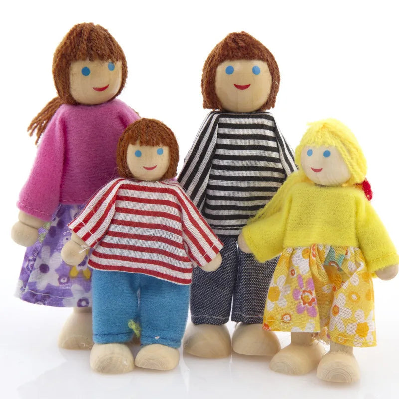 M354 - Wooden family doll set puppet 6 pcs