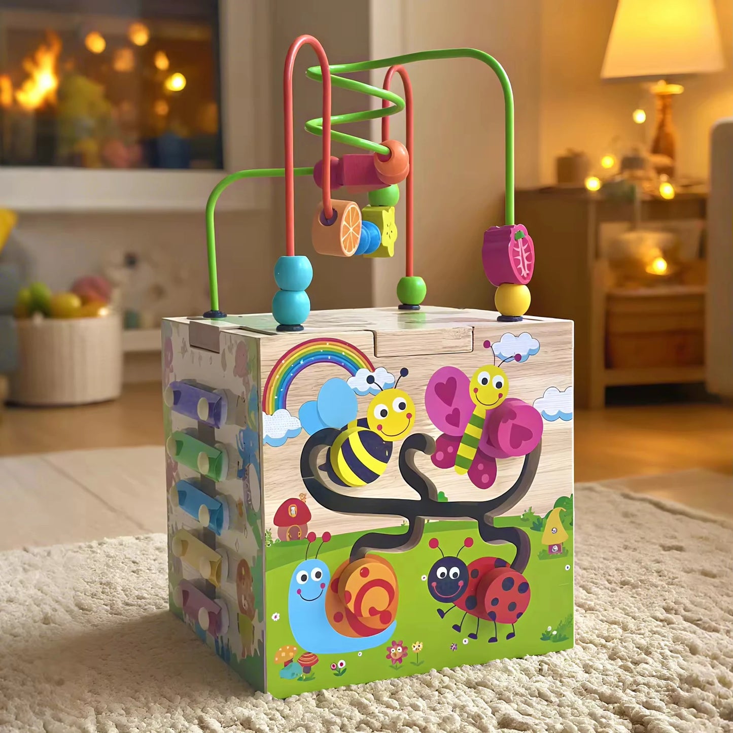 M340 - 6 in 1 Wooden activity cube