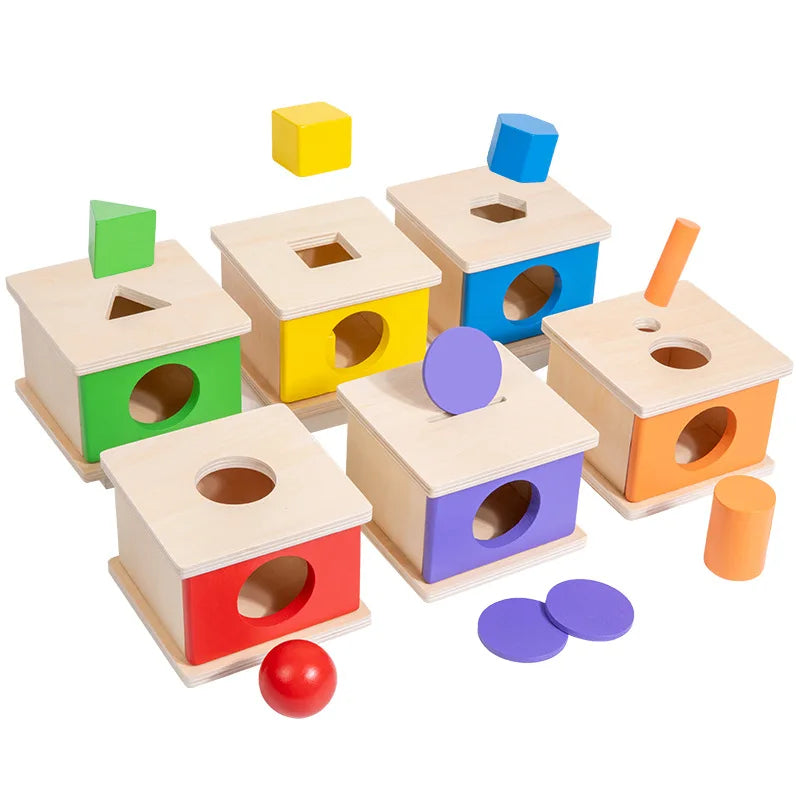 M087 - Wooden Montessori Shape Sorting & Object Permanence Box