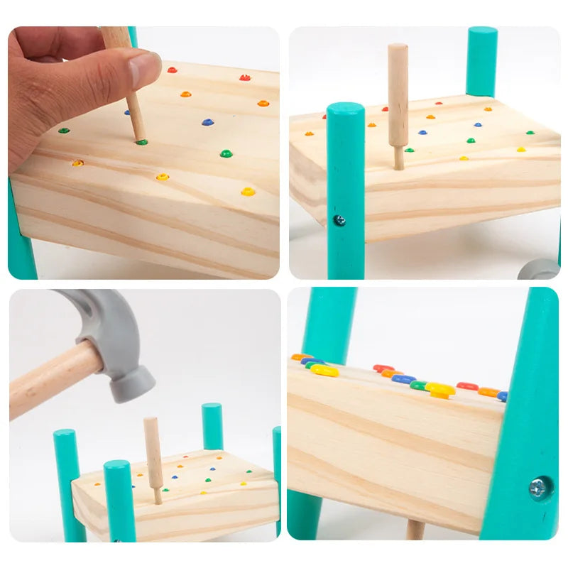 M016 - Wooden nail hammering table