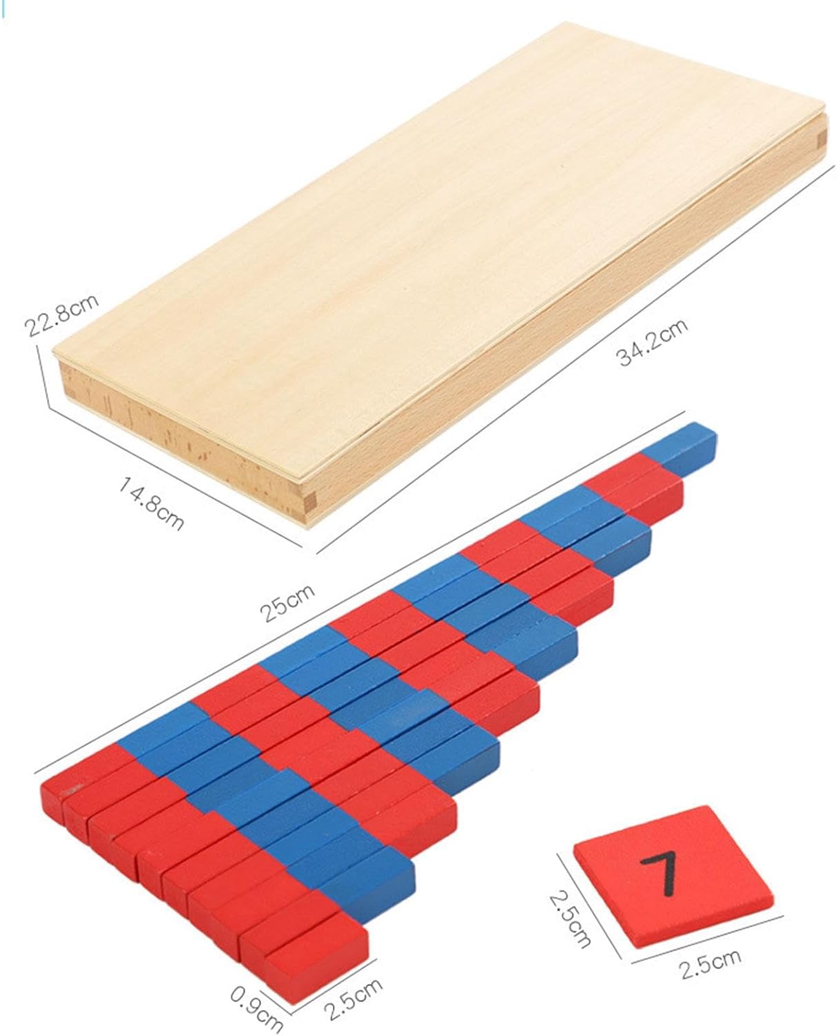 Mo056 - Montessori red and blue table number rods - 2 sets with tiles