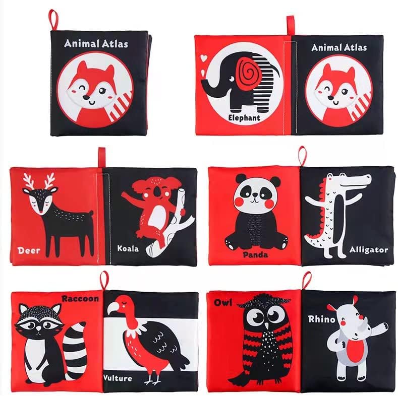 L026 - Black White & Red baby cognitive series cloth book with BB sound