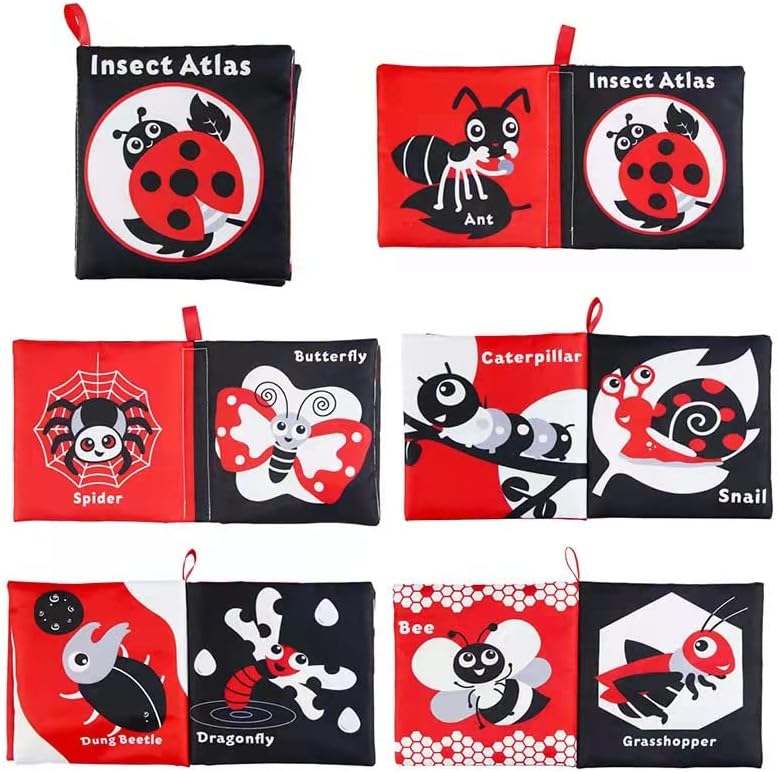 L026 - Black White & Red baby cognitive series cloth book with BB sound