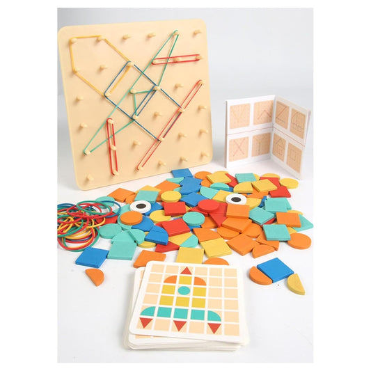 M024 - Rubber band nail board & mosaic puzzle 2 in 1