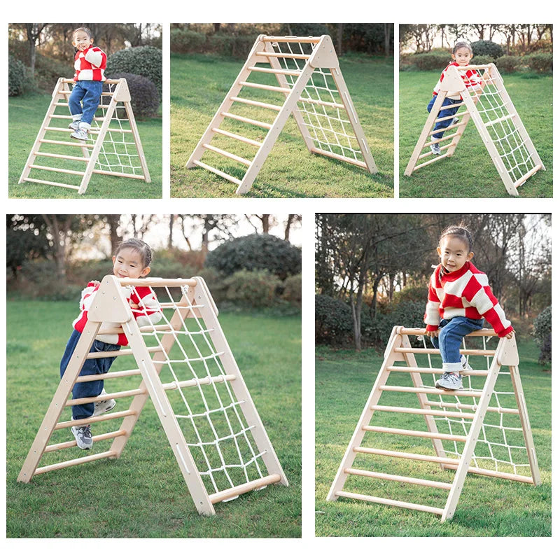 M051 - Montessori Folding Wooden Pikler Scramble Net Triangle (FREE delivery)