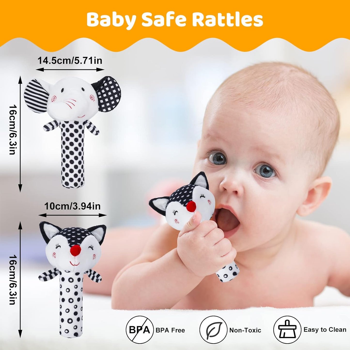 B021 - Black and white baby cloth sooting BB stick