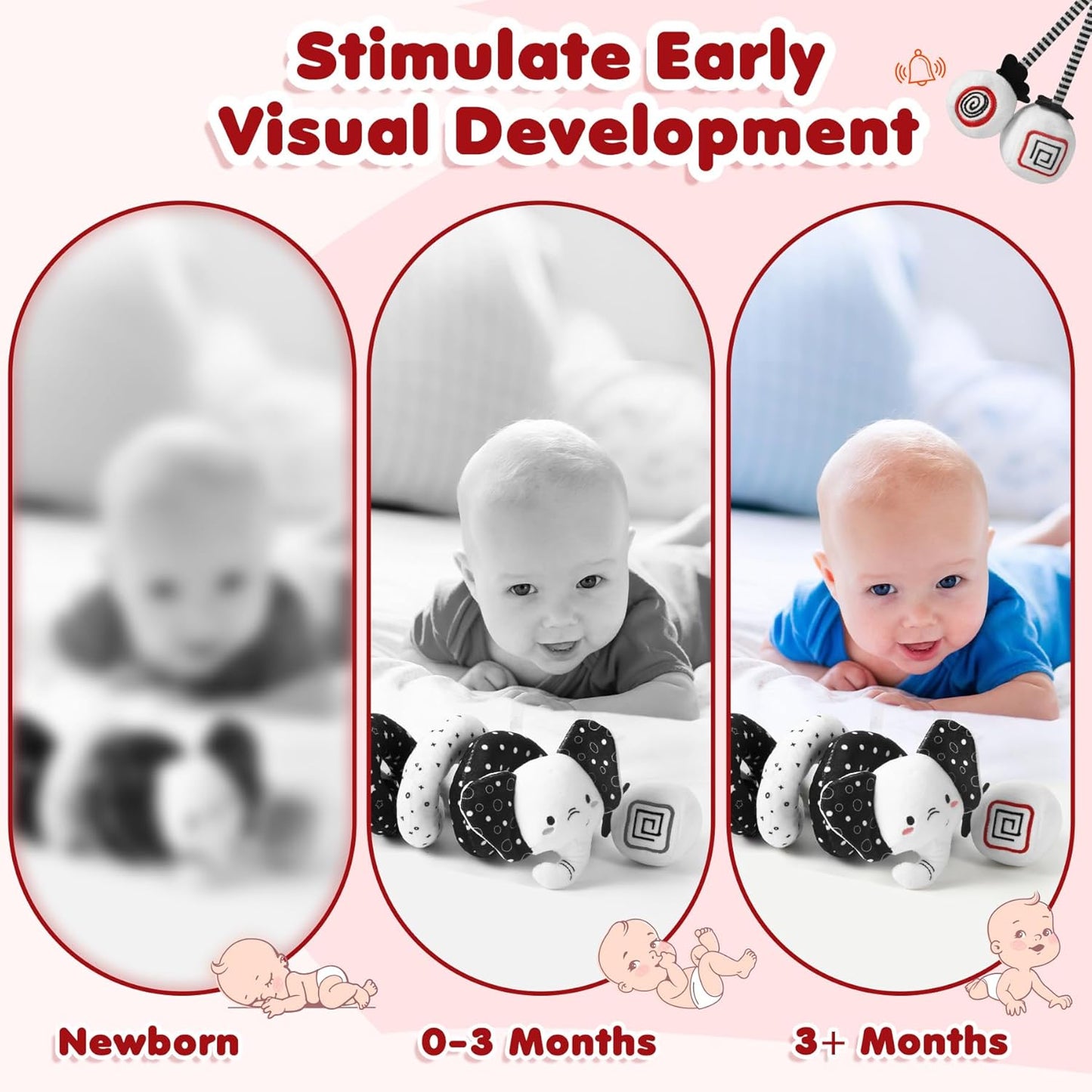 B006 - Black and white crib spiral hanging soft baby toy
