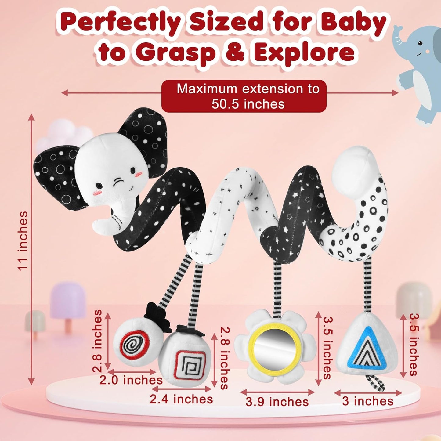 B006 - Black and white crib spiral hanging soft baby toy