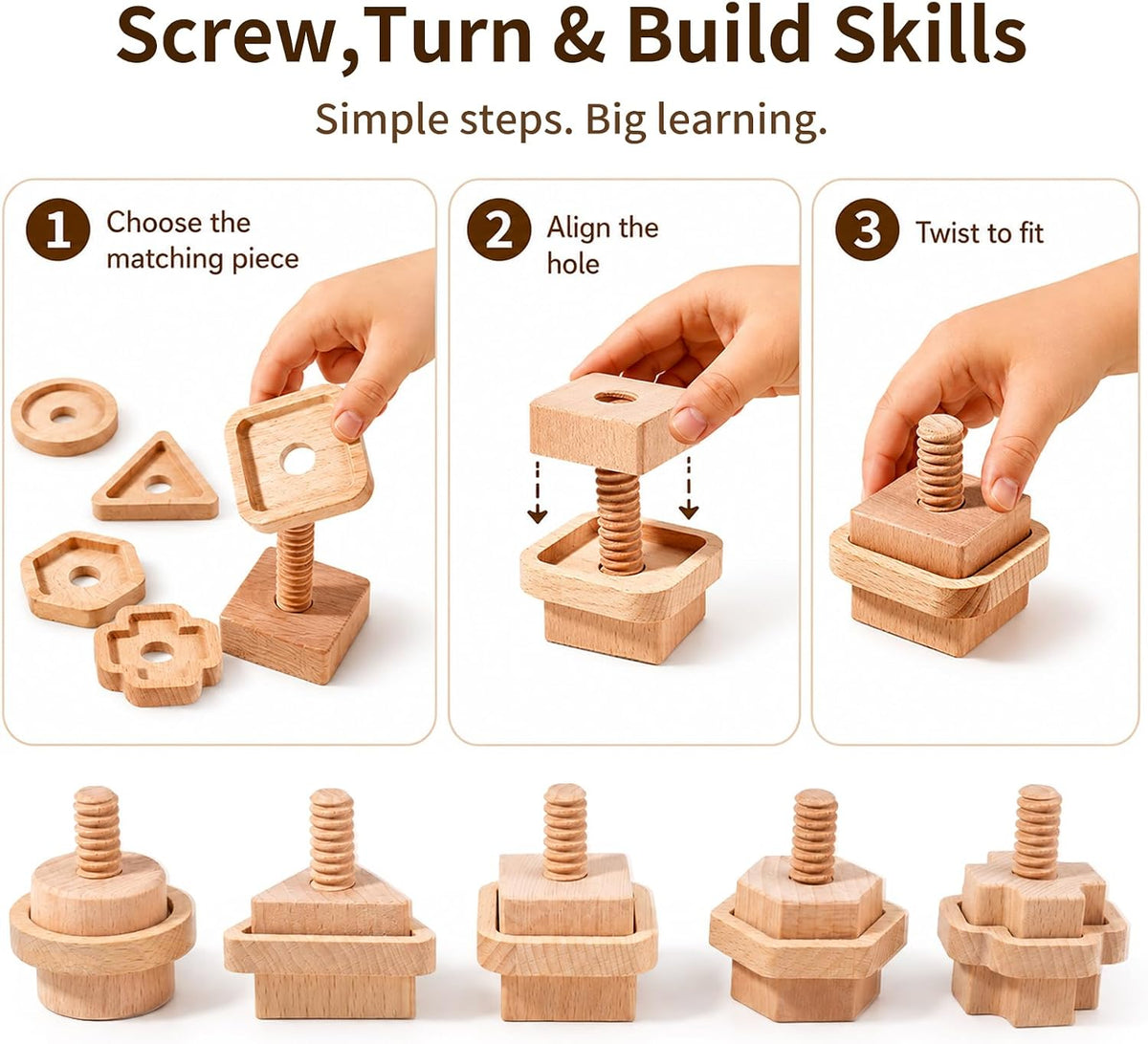 Mo055 - Montessori Shape Matching Large Screw