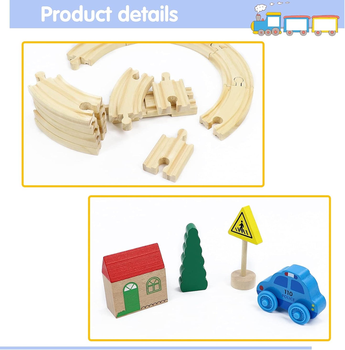 M263 - 33 pcs wooden train track