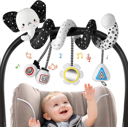 B006 - Black and white crib spiral hanging soft baby toy